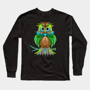 Owl Mandala Color Full Long Sleeve T-Shirt